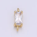 Dainty Gold plated Cubic Zirconia Emerald Cut Link Connectors F-594 F-595 F-596 F-597 F-598 F-599 - DLUXCA