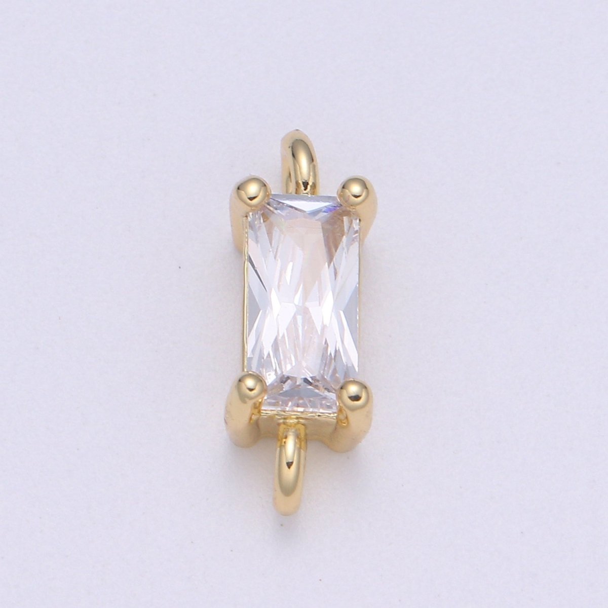 Dainty Gold plated Cubic Zirconia Emerald Cut Link Connectors F-594 F-595 F-596 F-597 F-598 F-599 - DLUXCA