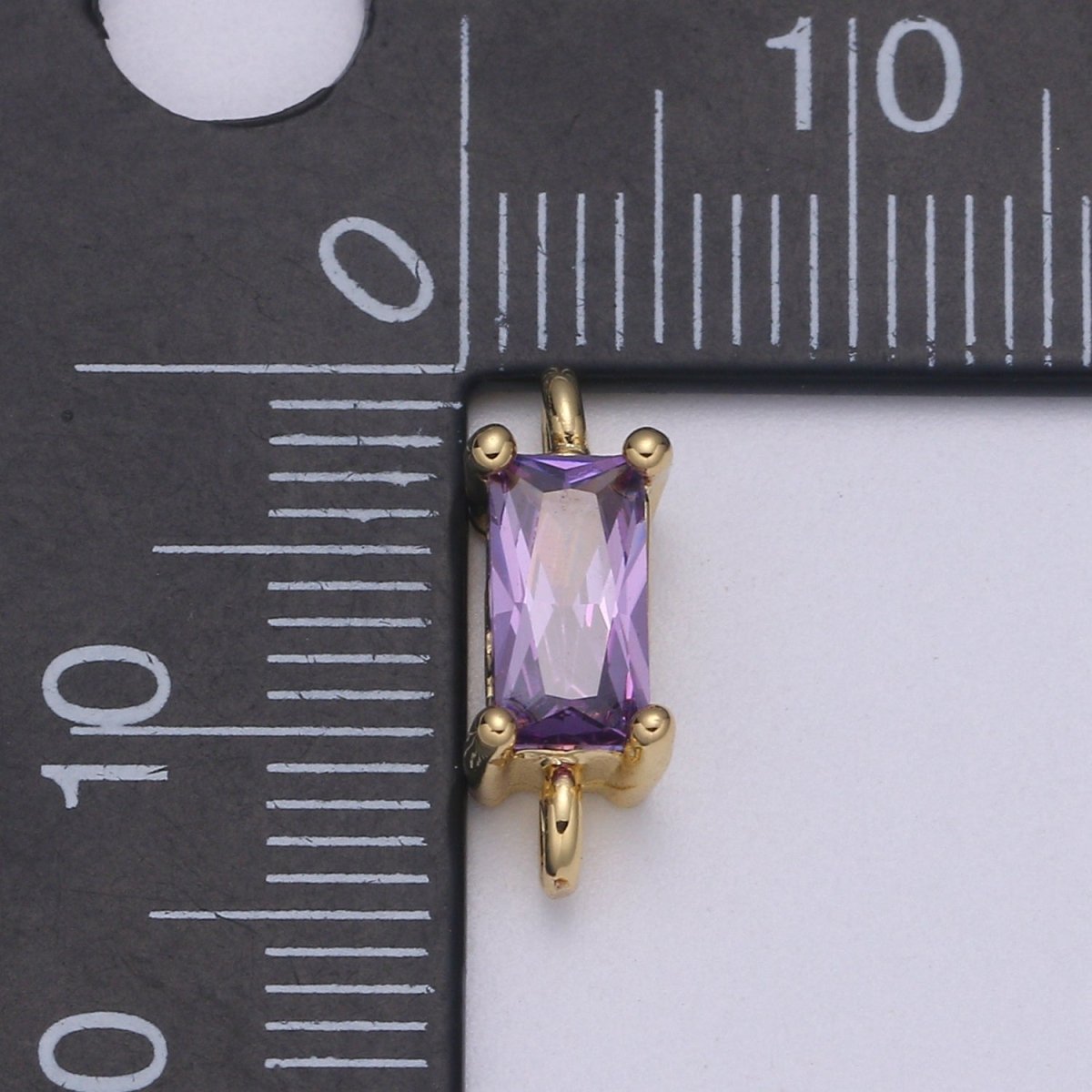 Dainty Gold plated Cubic Zirconia Emerald Cut Link Connectors F-594 F-595 F-596 F-597 F-598 F-599 - DLUXCA
