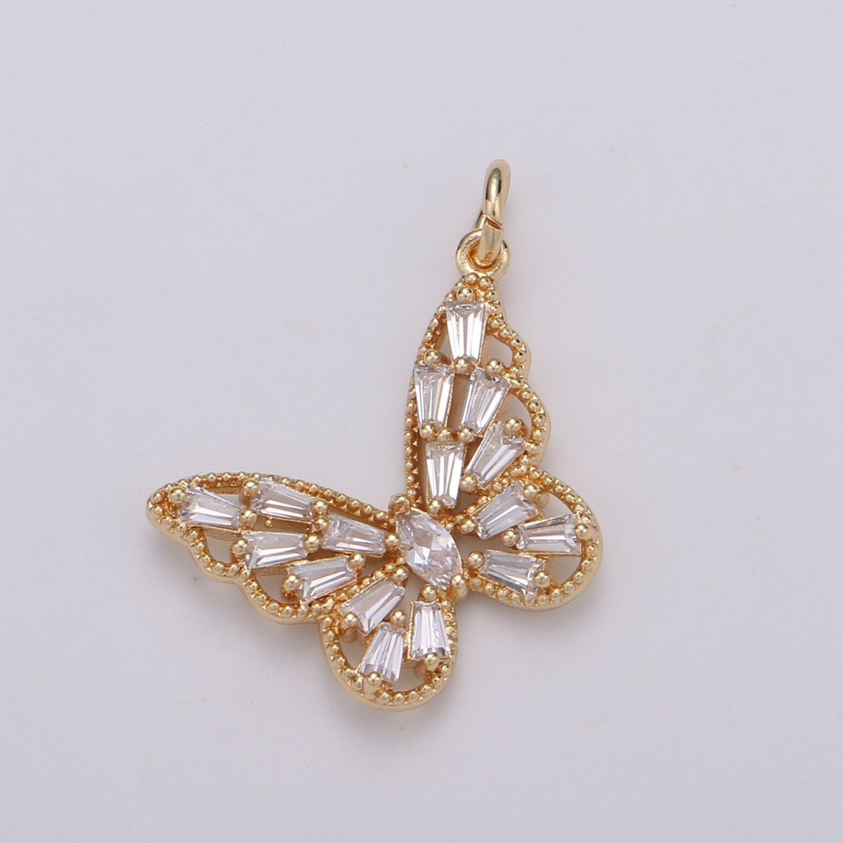 Dainty Gold plated CZ Butterfly Charm D-874 - DLUXCA