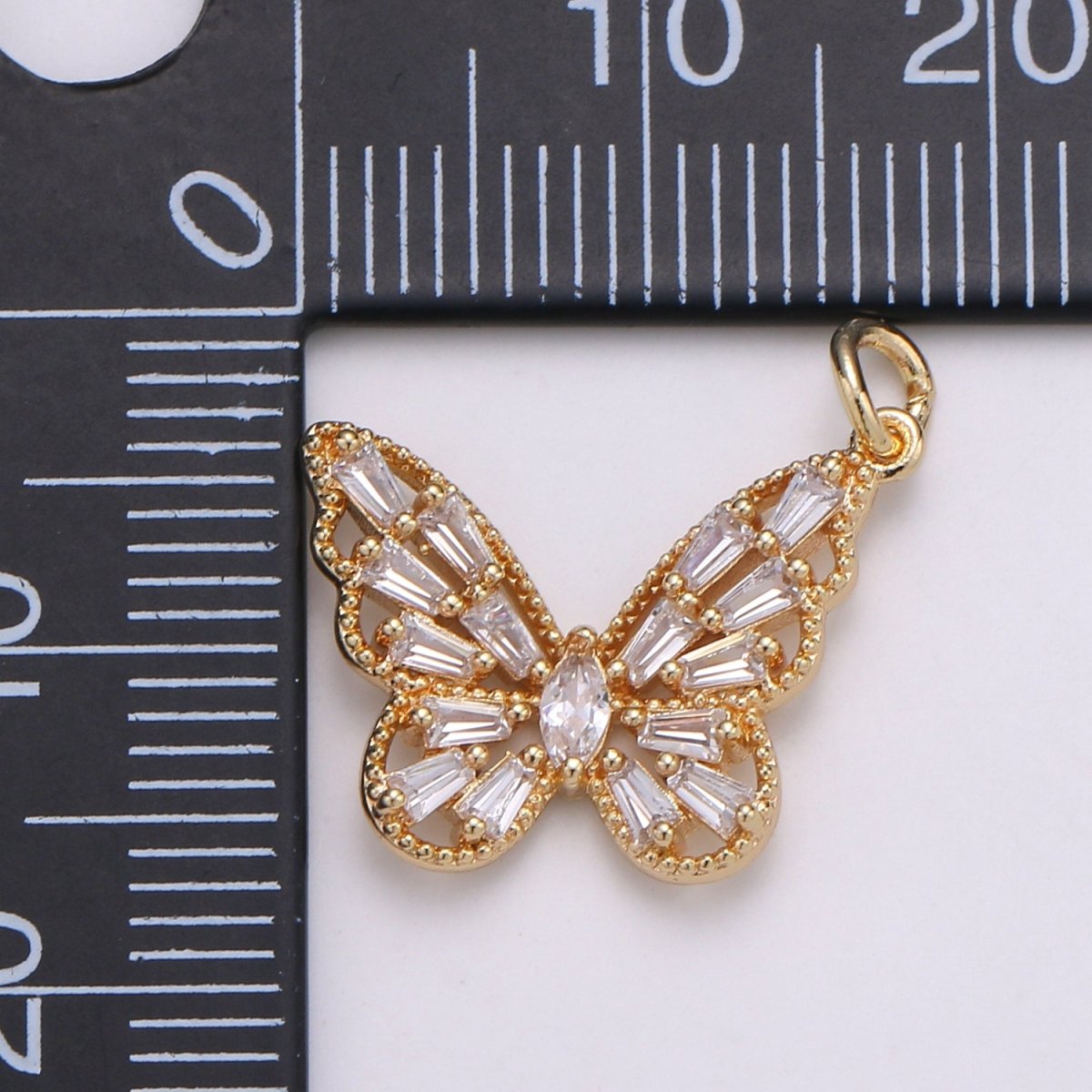 Dainty Gold plated CZ Butterfly Charm D-874 - DLUXCA