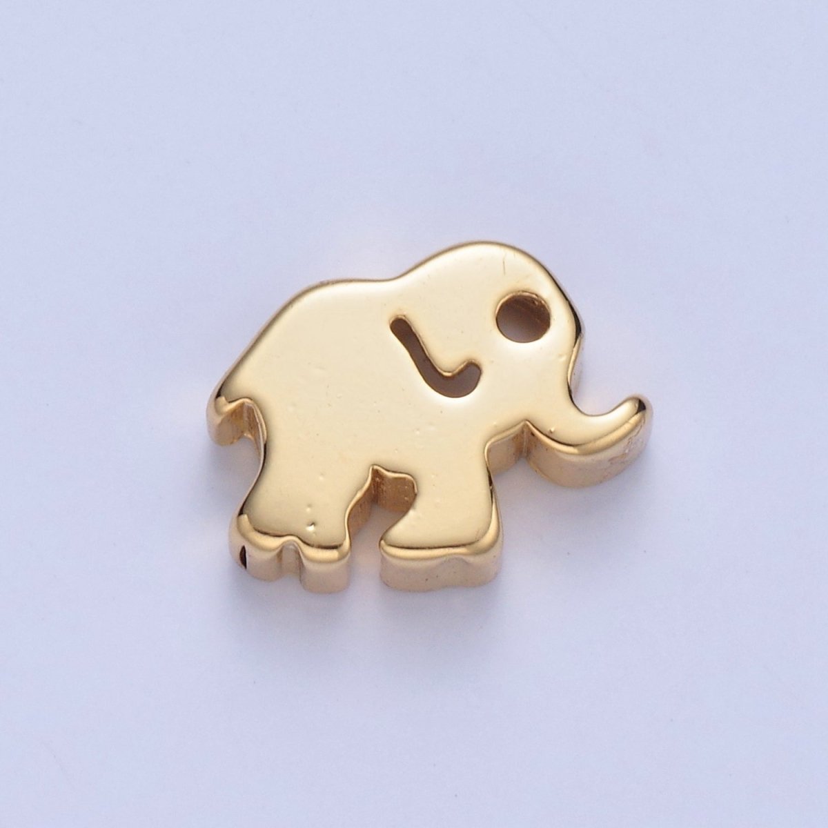 Dainty Gold plated Elephant Bead Spacer for Bracelet W-856 - DLUXCA
