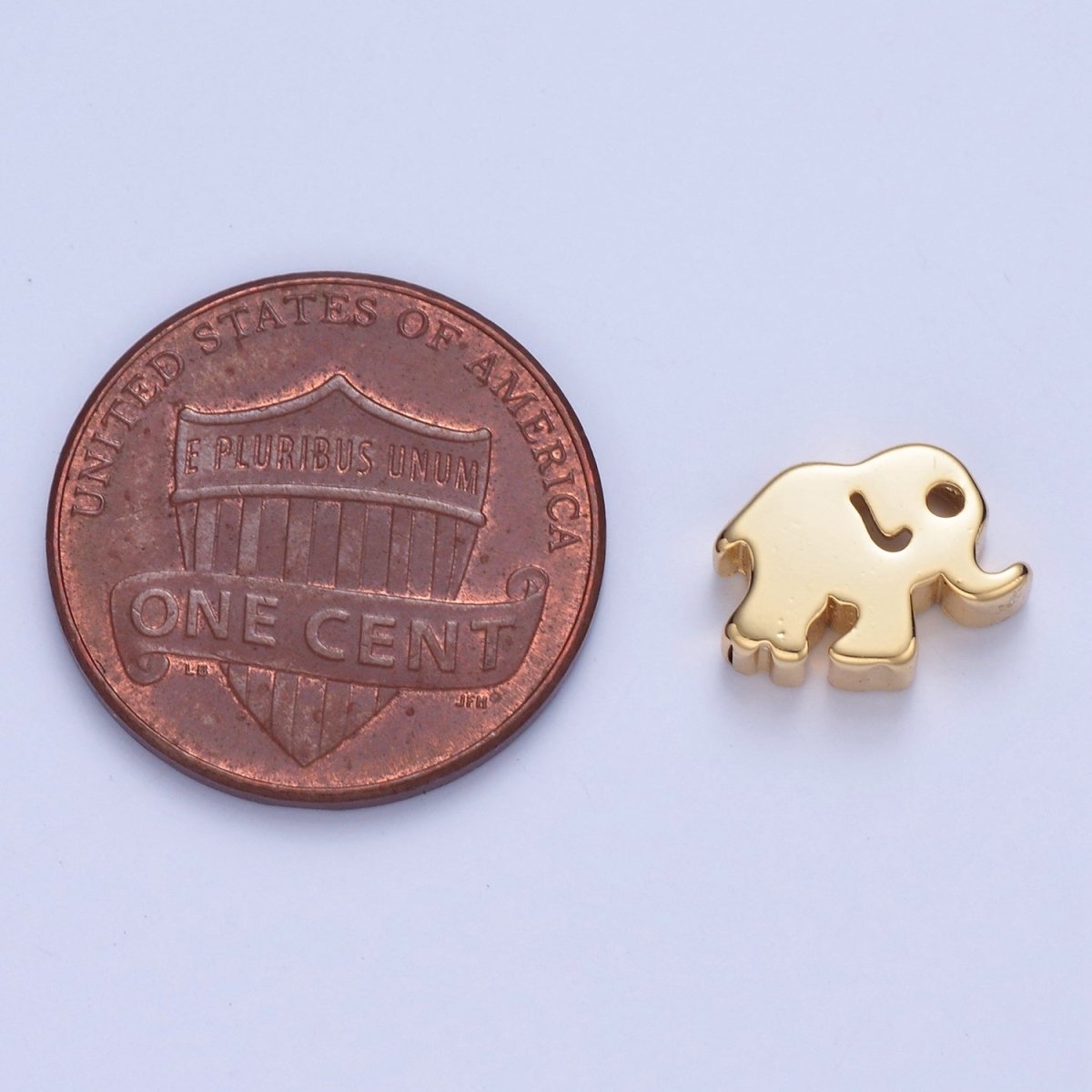 Dainty Gold plated Elephant Bead Spacer for Bracelet W-856 - DLUXCA