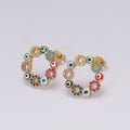Dainty Gold plated Evil Eye Stud Earring Round Circle Amulet Jewelry T-228 - DLUXCA