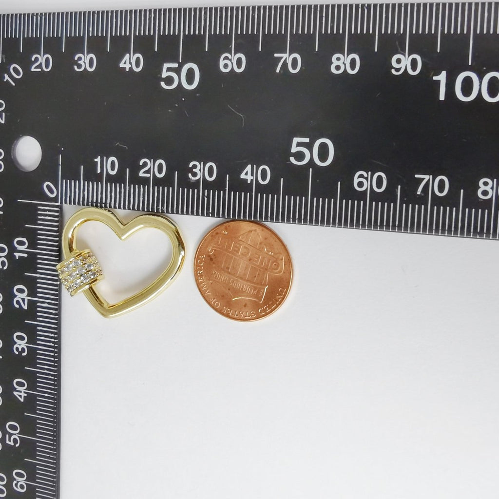 Dainty Gold plated Heart Carabiner Screw Lock Padlock Clasp K-775 - DLUXCA