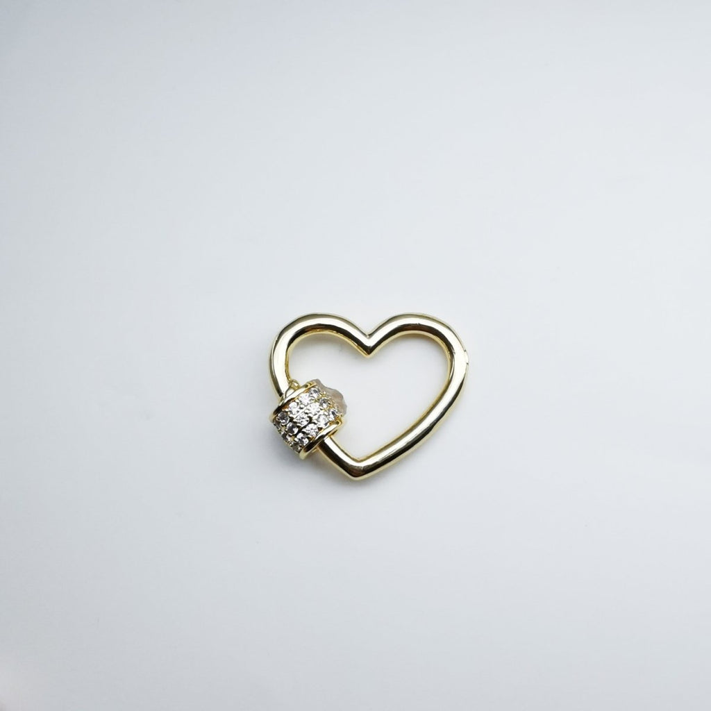 Dainty Gold plated Heart Carabiner Screw Lock Padlock Clasp K-775 - DLUXCA