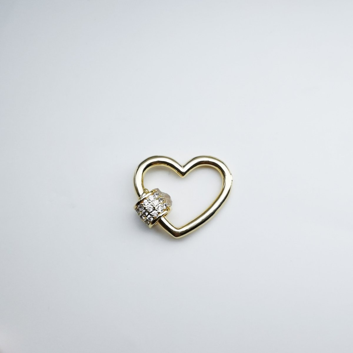 Dainty Gold plated Heart Carabiner Screw Lock Padlock Clasp K-775 - DLUXCA