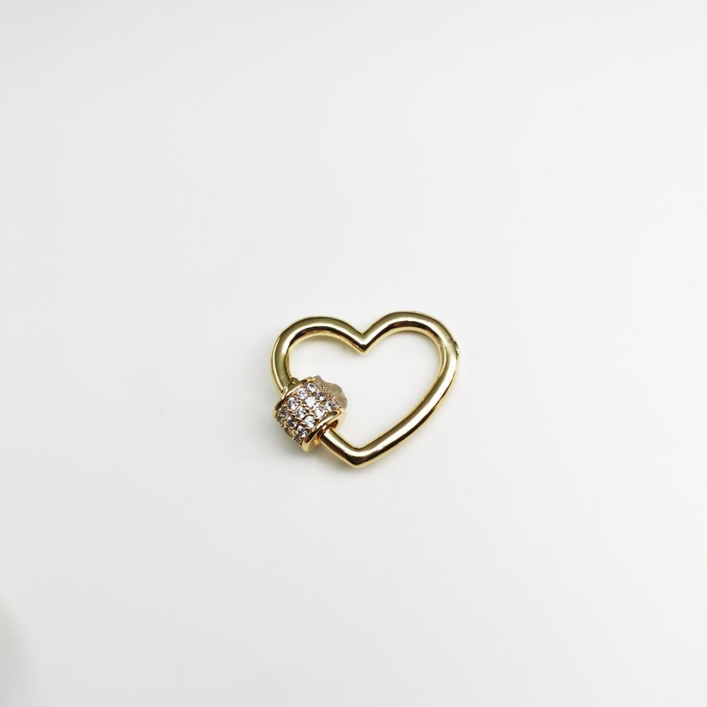 Dainty Gold plated Heart Carabiner Screw Lock Padlock Clasp K-775 - DLUXCA