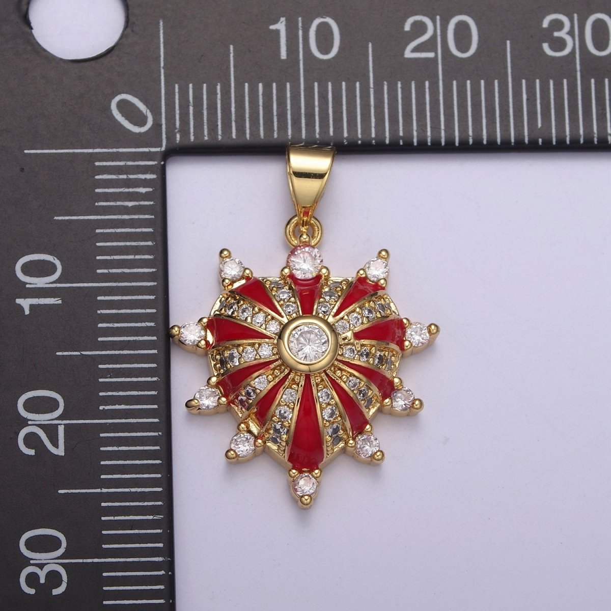 Dainty Gold plated Heart Charm Enamel Love Medallion with Sunburst Radial Heart Pendant for Valentine Jewelry Making H-436 H439 H-440 H-441
