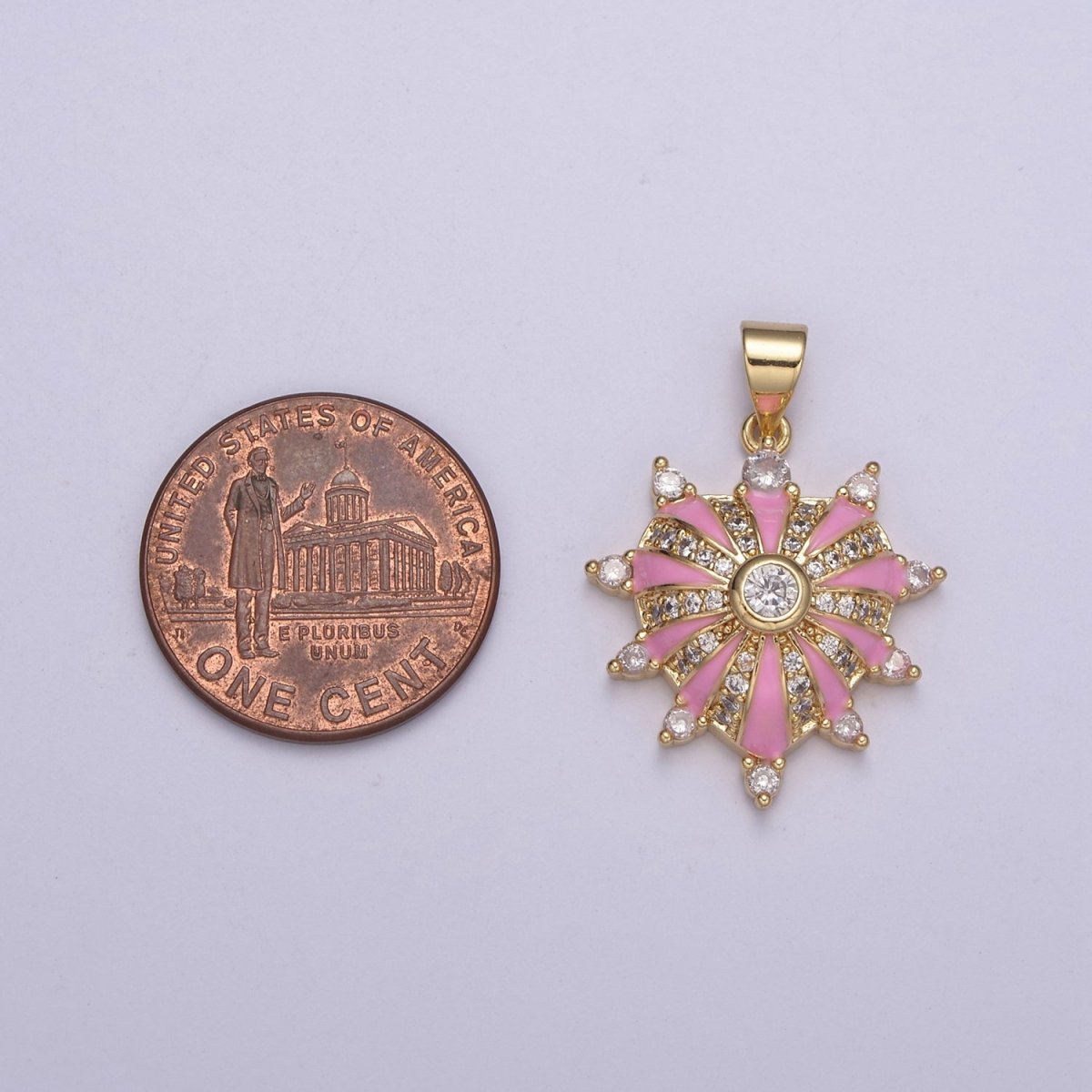 Dainty Gold plated Heart Charm Enamel Love Medallion with Sunburst Radial Heart Pendant for Valentine Jewelry Making H-436 H439 H-440 H-441