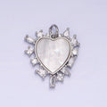 Dainty Gold plated Heart Shell Pearl Charm with Geometric Zirconia Stone for Minimalist Jewelry Charm in Gold & Silver AC454 AC455 - DLUXCA