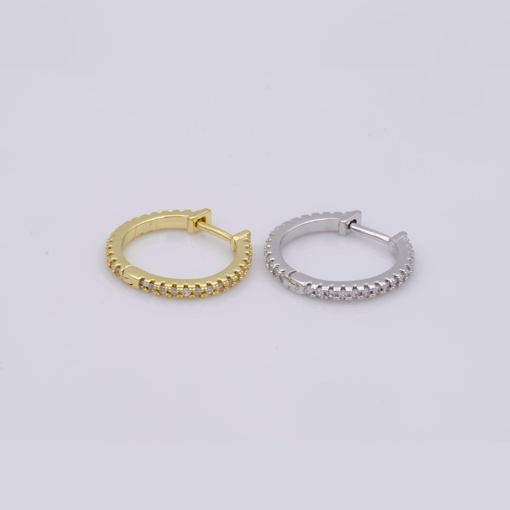Dainty Gold plated hoop earrings - huggie hoops earrings - Cubic hoop earrings - Dainty hoops - Tiny hoops - Thin hoops - Minimalist earring P-047 Q-222 Q-223