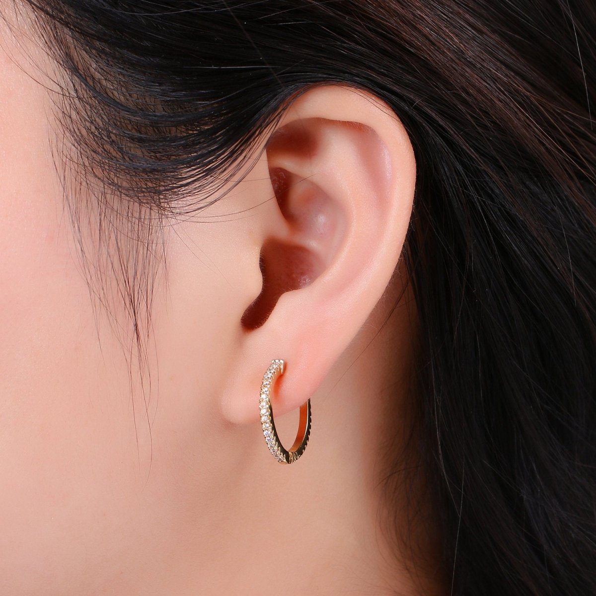 Dainty Gold plated hoop earrings - huggie hoops earrings - Cubic hoop earrings - Dainty hoops - Tiny hoops - Thin hoops - Minimalist earring P-047 Q-222 Q-223