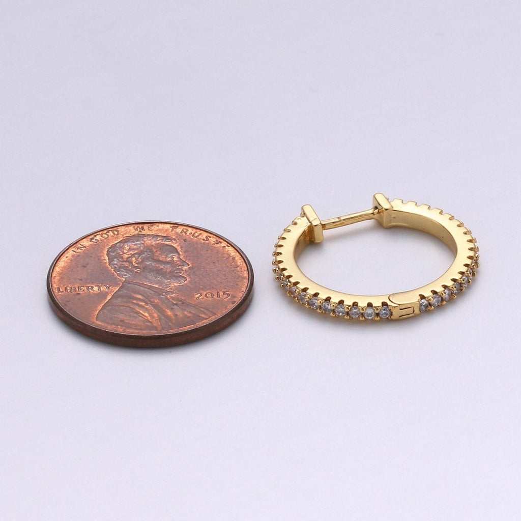 Dainty Gold plated hoop earrings - huggie hoops earrings - Cubic hoop earrings - Dainty hoops - Tiny hoops - Thin hoops - Minimalist earring P-047 Q-222 Q-223