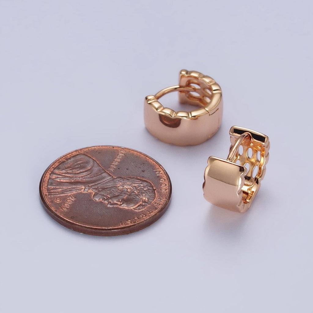Dainty Gold plated Huggie Earring Minimalist Jewelry Pinky Gold Hoops AB1087 - DLUXCA