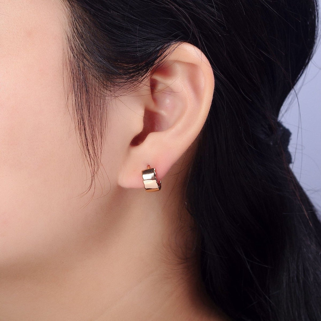Dainty Gold plated Huggie Earring Minimalist Jewelry Pinky Gold Hoops AB1087 - DLUXCA