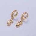 Dainty Gold plated Huggie Earring with Cactus Charm V-438 - DLUXCA