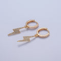 Dainty Gold plated Huggie Earring with Thunder Bolt Charm V-442 - DLUXCA