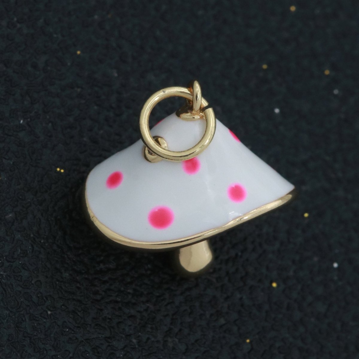 Dainty Gold plated Magic Mushroom Charm White Mushroom Pendant Novelty Charm Fungi Jewelry Mushroom Gift Funky for Bracelet Necklace Earring M-605 - DLUXCA