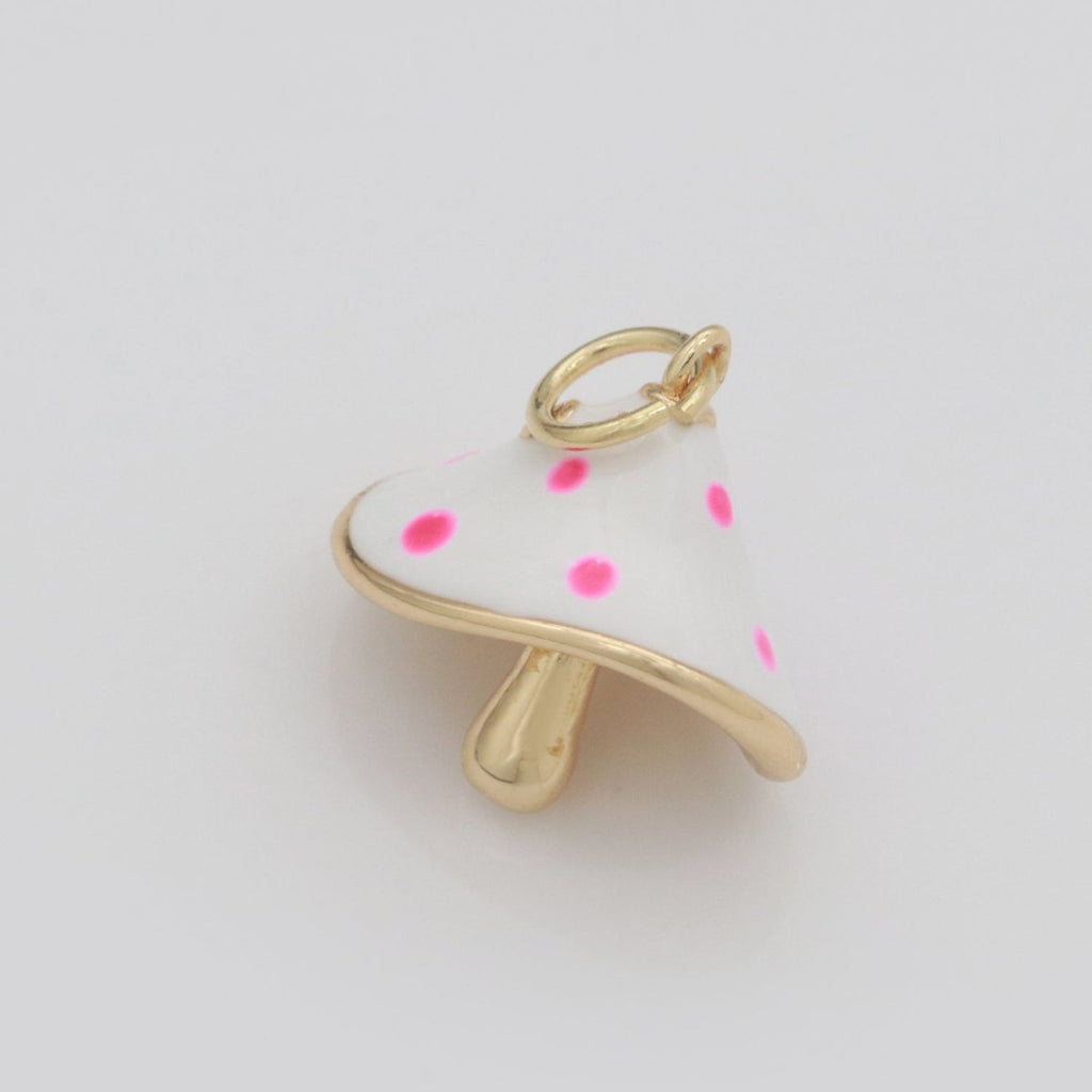 Dainty Gold plated Magic Mushroom Charm White Mushroom Pendant Novelty Charm Fungi Jewelry Mushroom Gift Funky for Bracelet Necklace Earring M-605 - DLUXCA