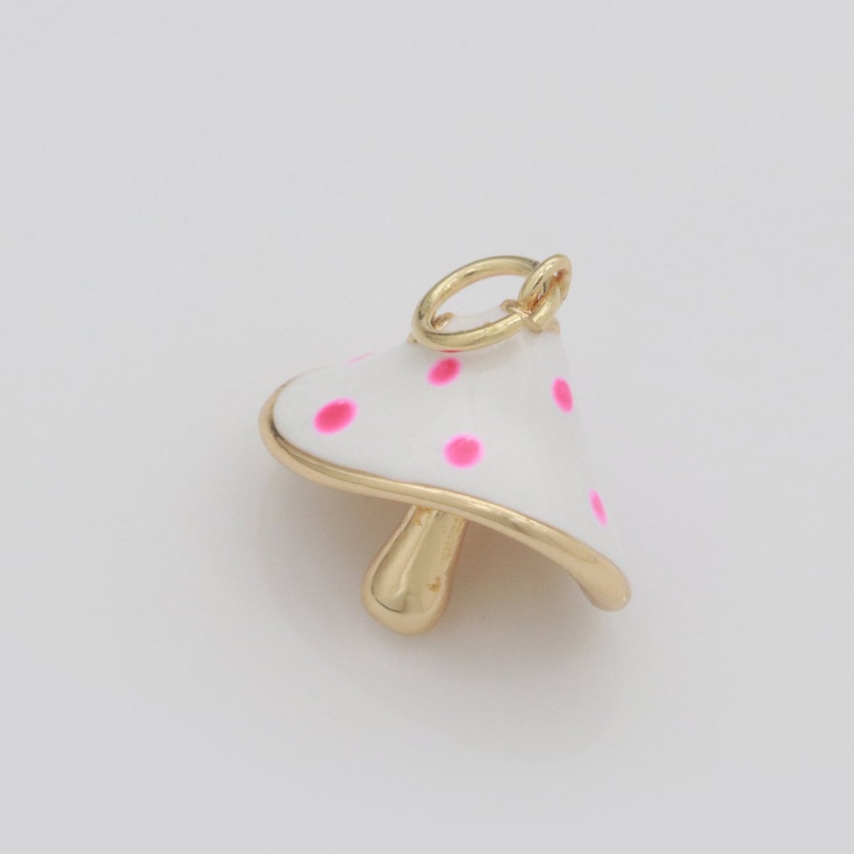 Dainty Gold plated Magic Mushroom Charm White Mushroom Pendant Novelty Charm Fungi Jewelry Mushroom Gift Funky for Bracelet Necklace Earring M-605 - DLUXCA