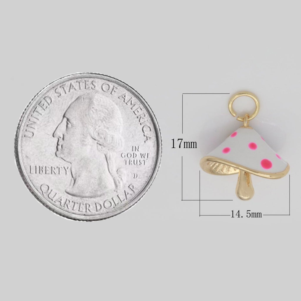Dainty Gold plated Magic Mushroom Charm White Mushroom Pendant Novelty Charm Fungi Jewelry Mushroom Gift Funky for Bracelet Necklace Earring M-605 - DLUXCA