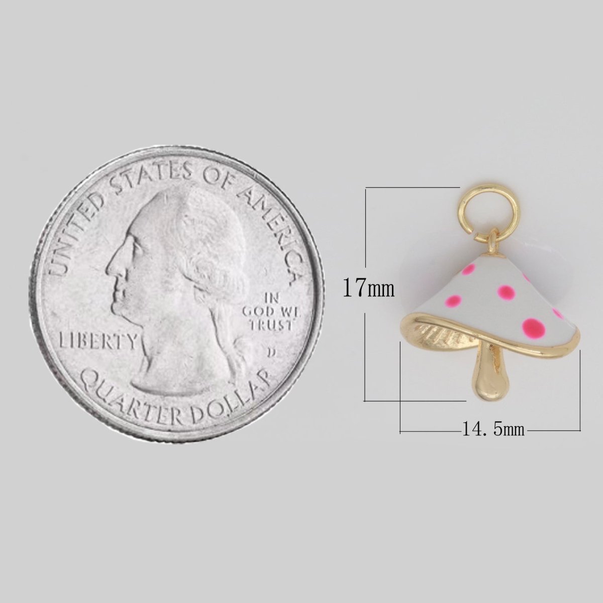 Dainty Gold plated Magic Mushroom Charm White Mushroom Pendant Novelty Charm Fungi Jewelry Mushroom Gift Funky for Bracelet Necklace Earring M-605 - DLUXCA