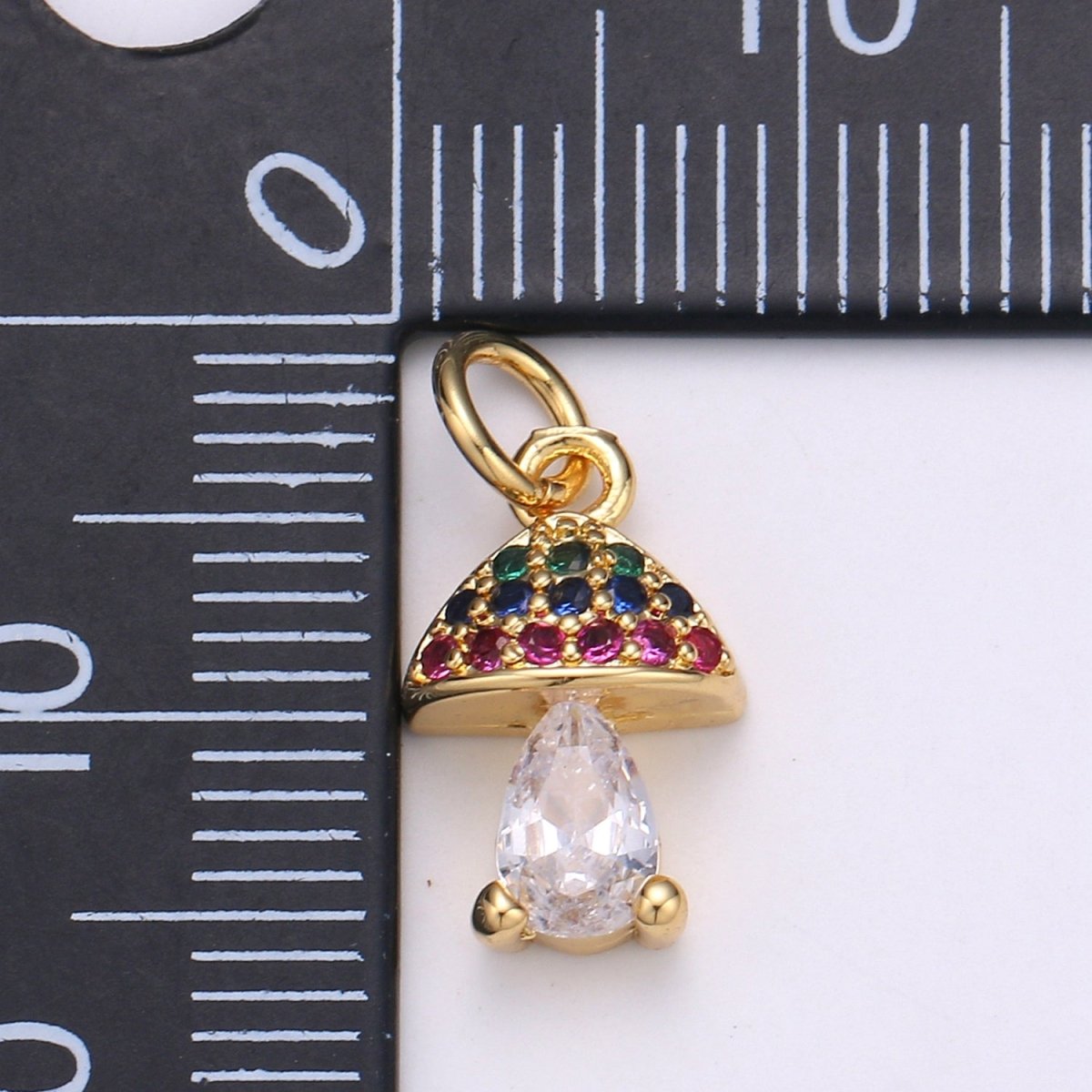 Dainty Gold plated Rainbow Mushroom Gold plated Charm D-878 - DLUXCA