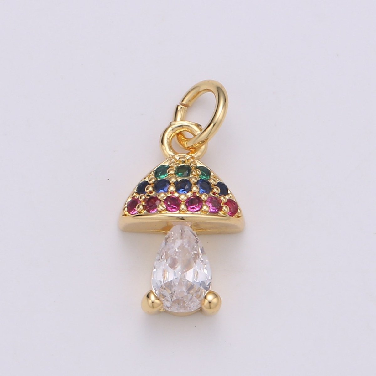 Dainty Gold plated Rainbow Mushroom Gold plated Charm D-878 - DLUXCA