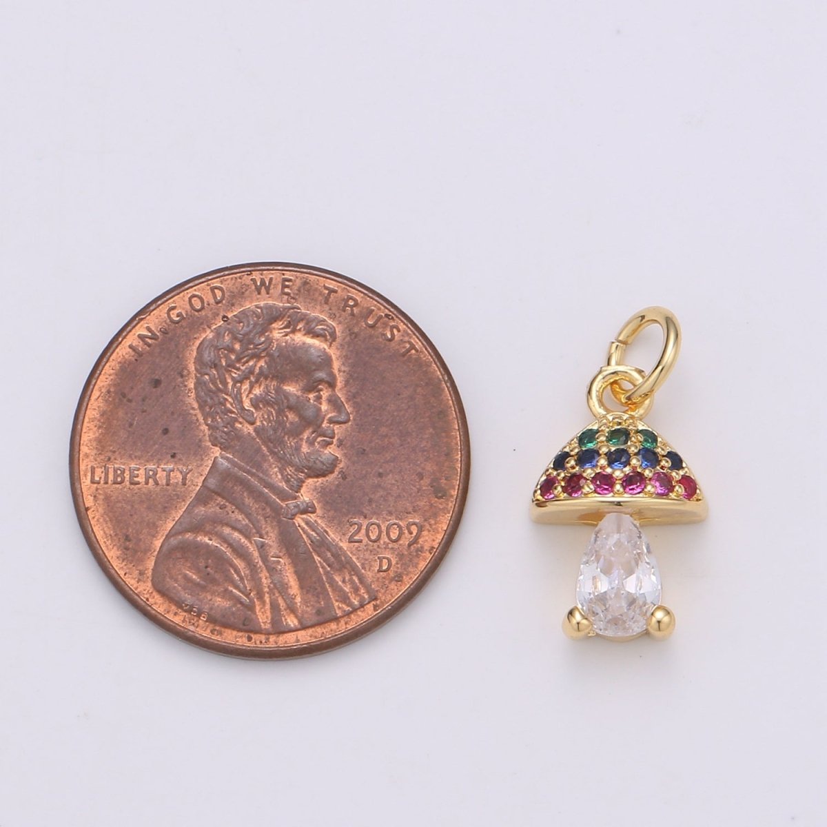 Dainty Gold plated Rainbow Mushroom Gold plated Charm D-878 - DLUXCA