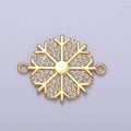 Dainty Gold plated Snow Charm Connector Cz Snow Flake Link Connector for Bracelet Earring Necklace F-126 - DLUXCA