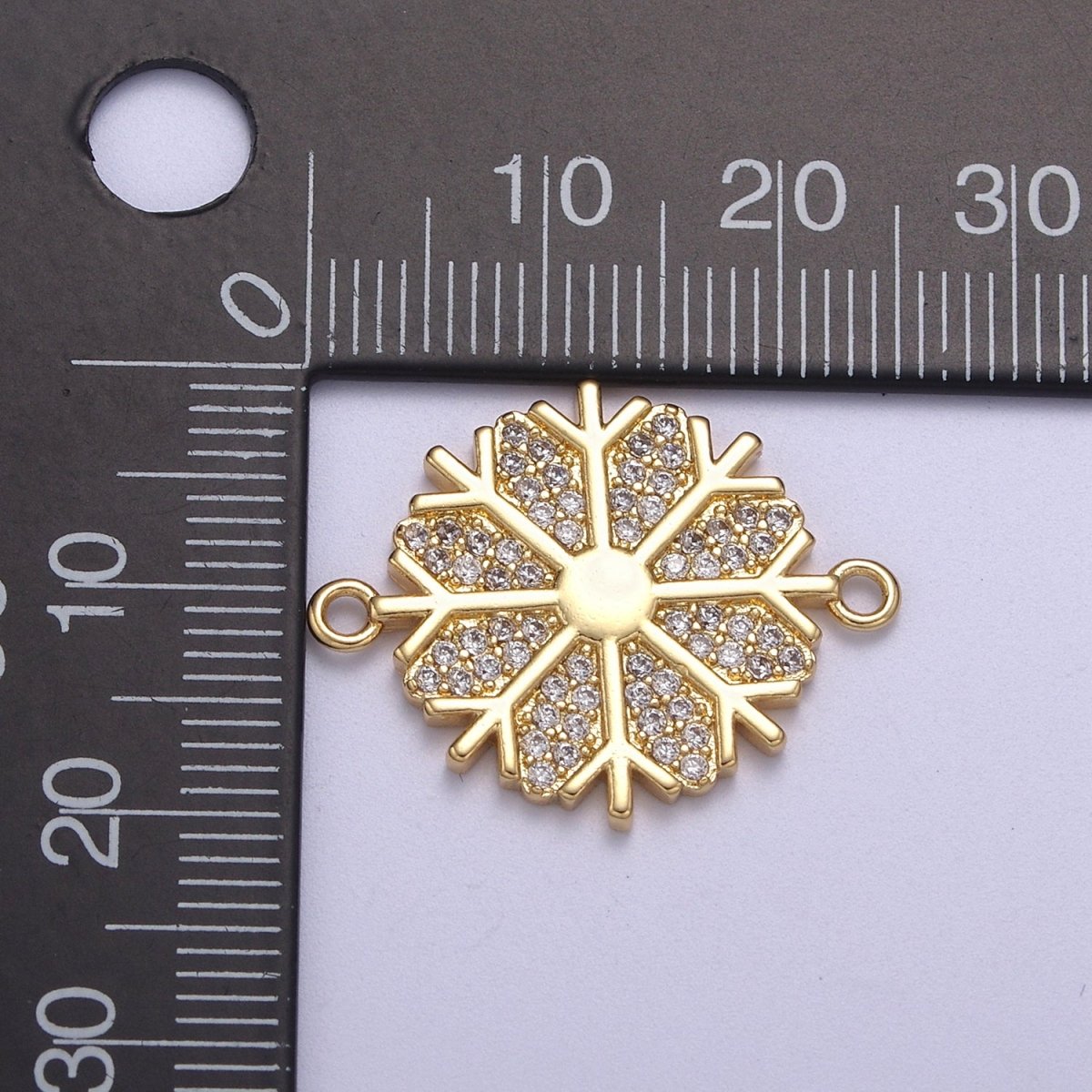 Dainty Gold plated Snow Charm Connector Cz Snow Flake Link Connector for Bracelet Earring Necklace F-126 - DLUXCA