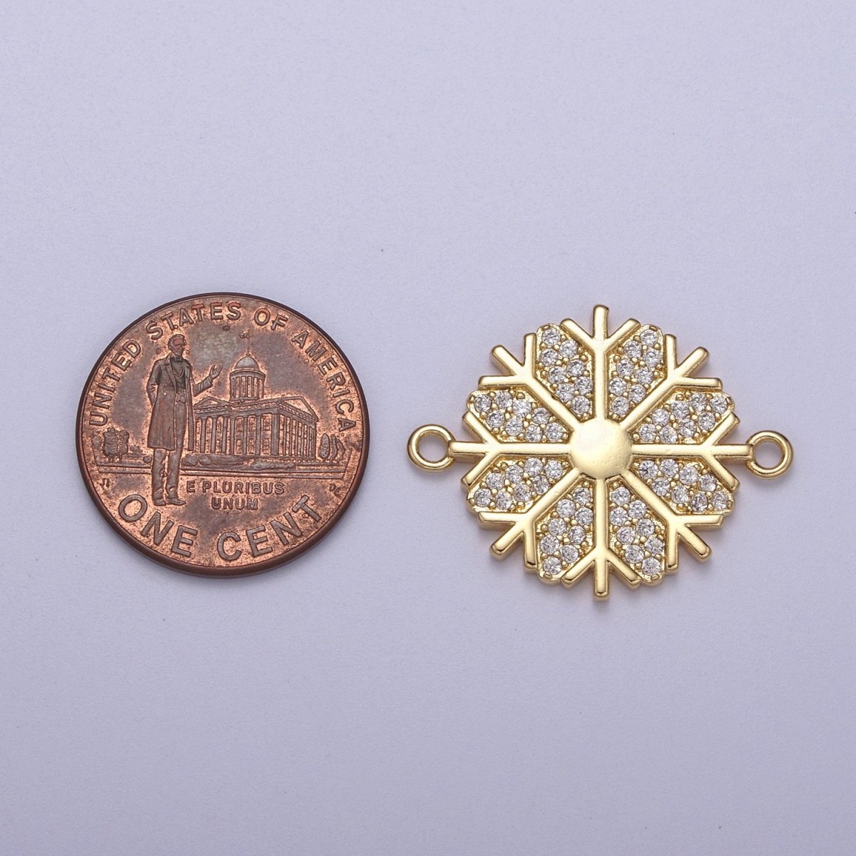 Dainty Gold plated Snow Charm Connector Cz Snow Flake Link Connector for Bracelet Earring Necklace F-126 - DLUXCA