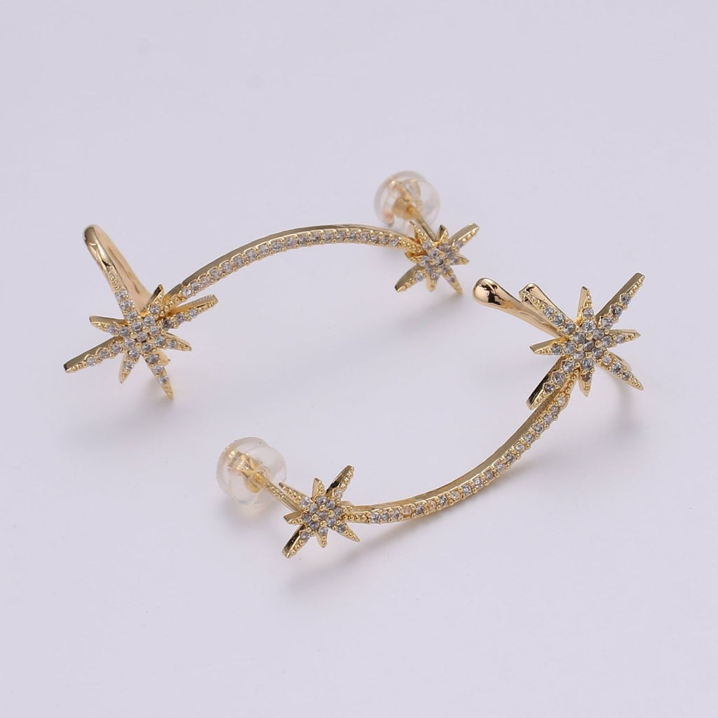 Dainty Gold plated Snowflakes Earclimber AI-143 - DLUXCA