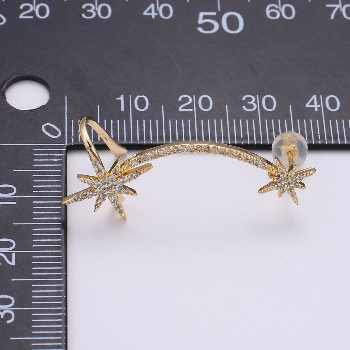 Dainty Gold plated Snowflakes Earclimber AI-143 - DLUXCA
