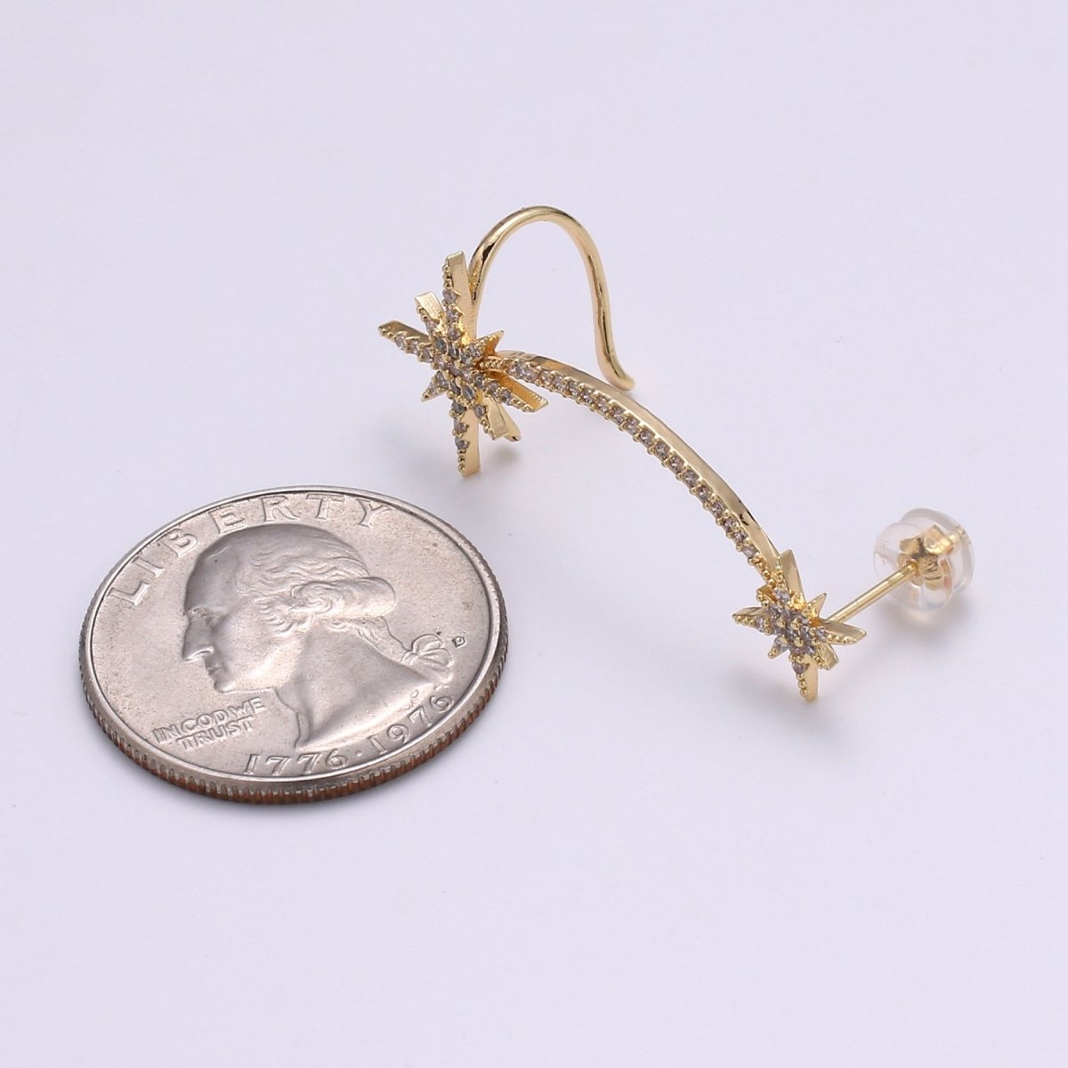 Dainty Gold plated Snowflakes Earclimber AI-143 - DLUXCA
