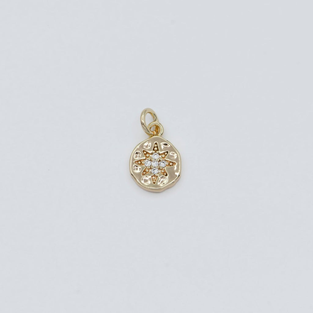 Dainty Gold plated Star Crystal Coin Charm E-818 - DLUXCA