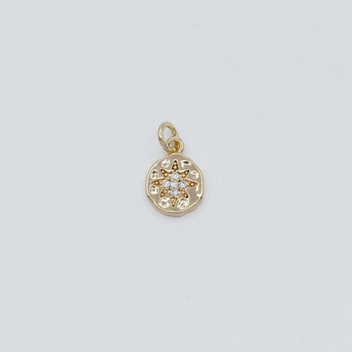 Dainty Gold plated Star Crystal Coin Charm E-818 - DLUXCA