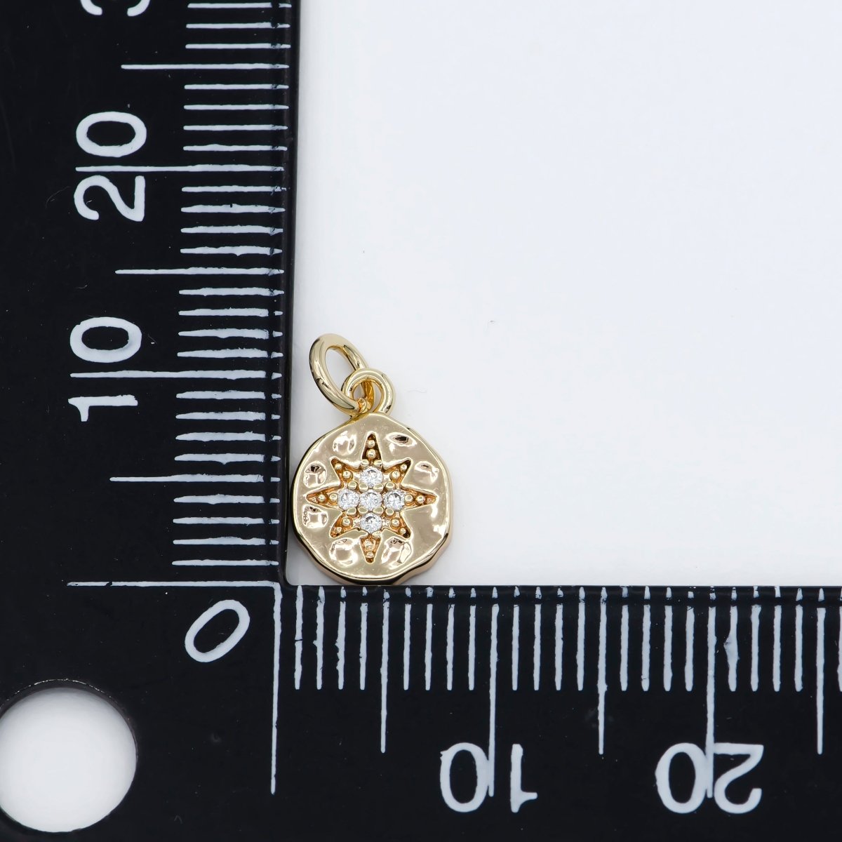 Dainty Gold plated Star Crystal Coin Charm E-818 - DLUXCA