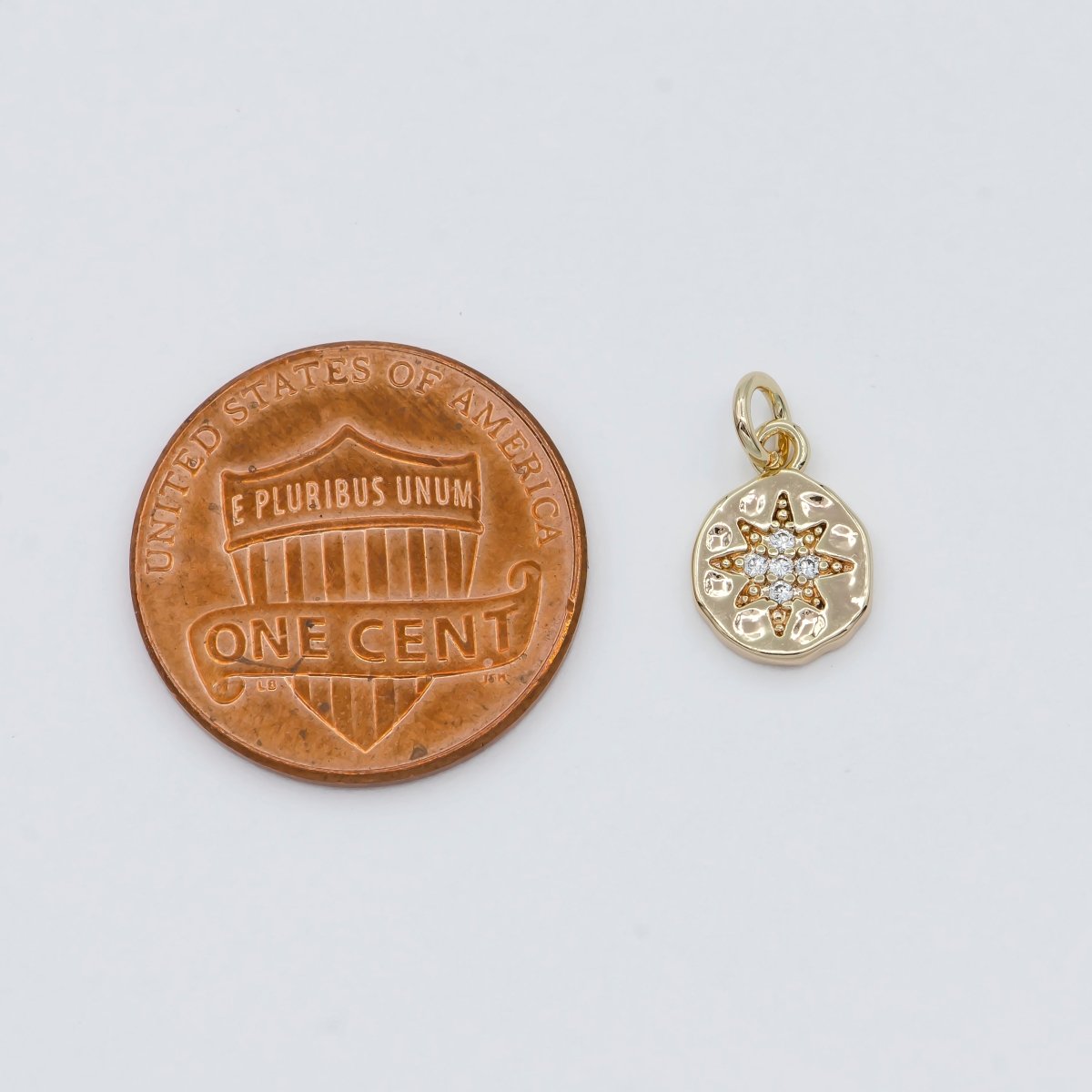 Dainty Gold plated Star Crystal Coin Charm E-818 - DLUXCA