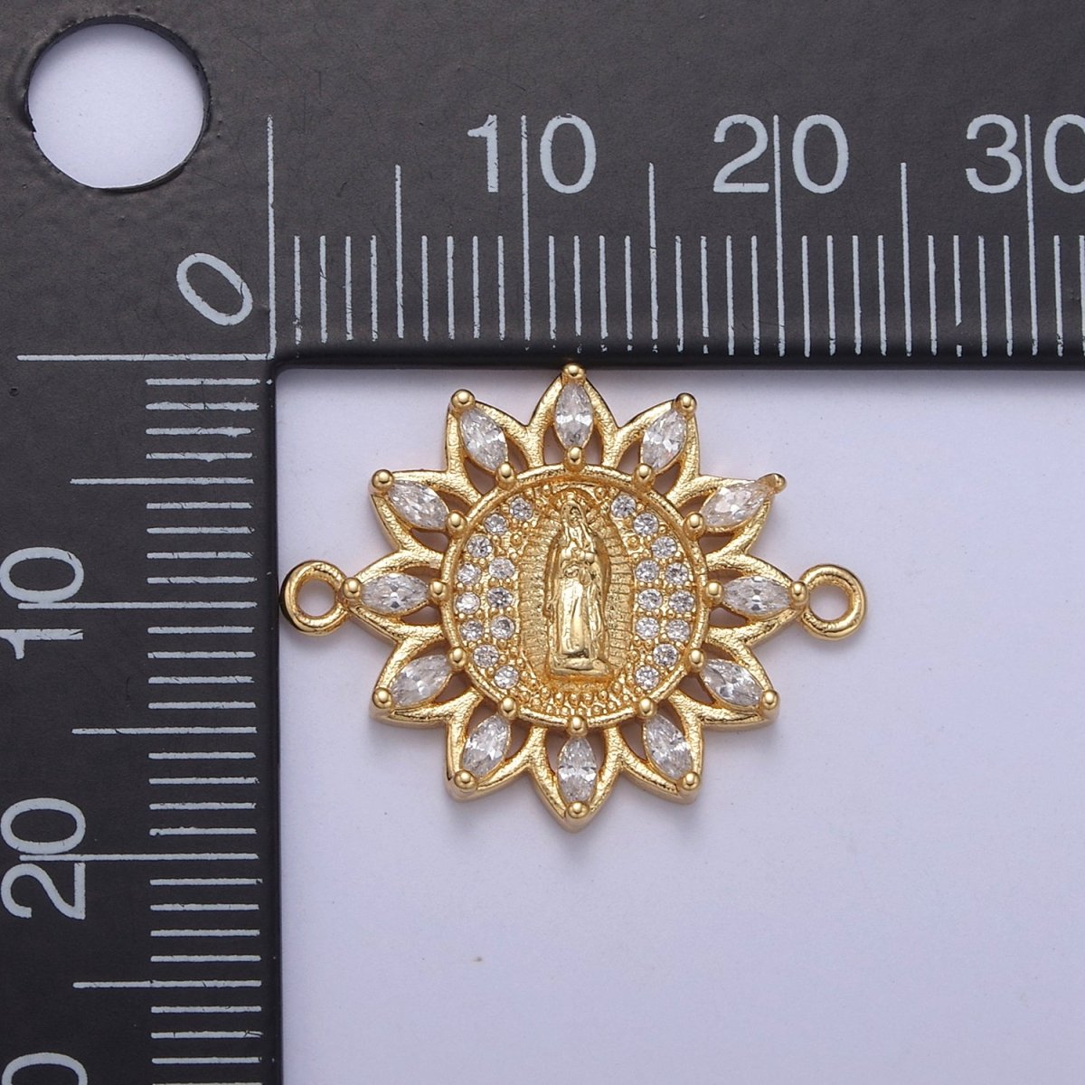 Dainty Gold plated Sun Virgin Mary Lady Guadalupe Charm Connector for Bracelet Component F-787 - DLUXCA