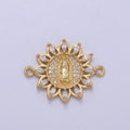 Dainty Gold plated Sun Virgin Mary Lady Guadalupe Charm Connector for Bracelet Component F-787 - DLUXCA