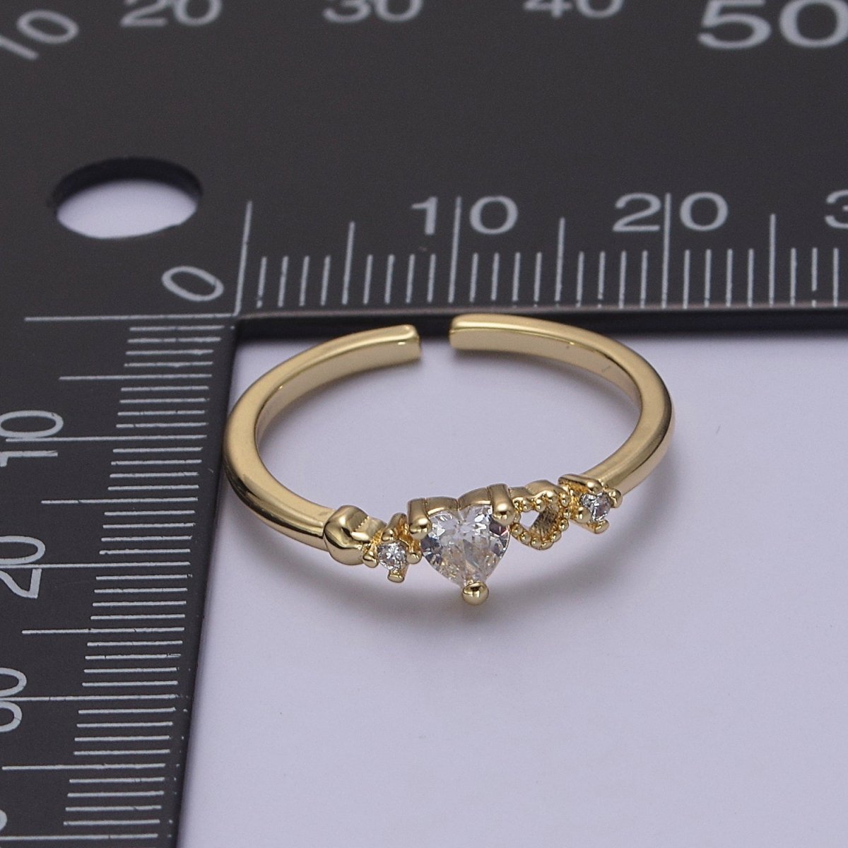 Dainty Gold plated Sweet Heart Ring Open Adjustable S-440 S-441 - DLUXCA