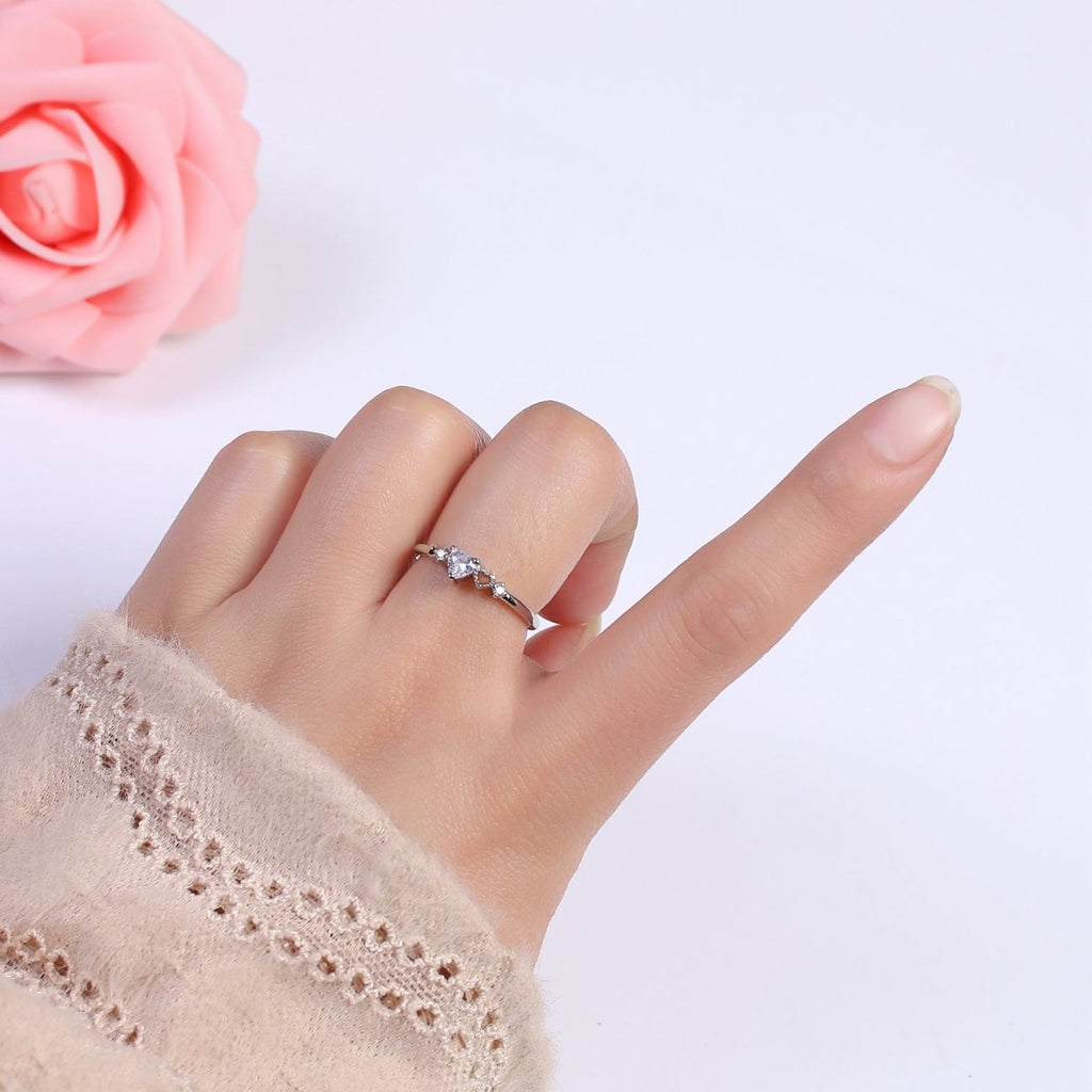 Dainty Gold plated Sweet Heart Ring Open Adjustable S-440 S-441 - DLUXCA