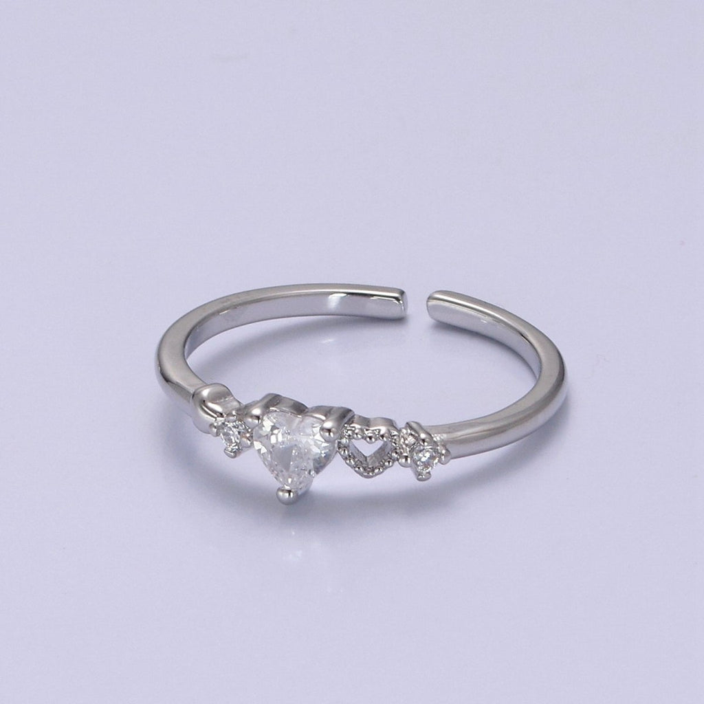 Dainty Gold plated Sweet Heart Ring Open Adjustable S-440 S-441 - DLUXCA