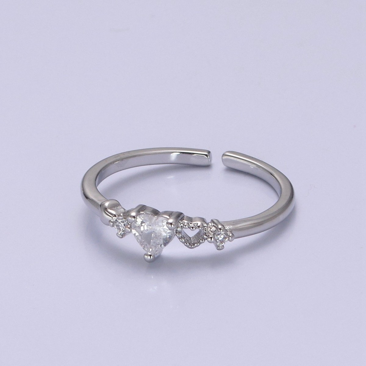 Dainty Gold plated Sweet Heart Ring Open Adjustable S-440 S-441 - DLUXCA