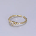 Dainty Gold plated Sweet Heart Ring Open Adjustable S-440 S-441 - DLUXCA