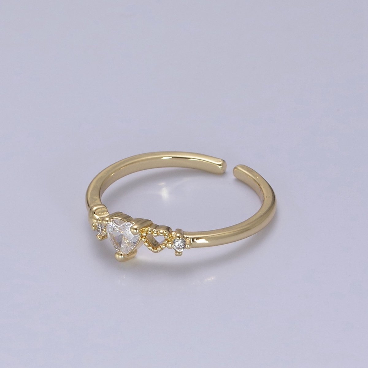 Dainty Gold plated Sweet Heart Ring Open Adjustable S-440 S-441 - DLUXCA