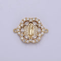 Dainty Gold Floral Cubic Virgin Mary Lady Guadalupe Charm Connector for Bracelet F-463 - DLUXCA