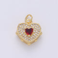 Dainty Gold Heart Pendant Necklace 24k Gold plated Heart Charm Necklace Micro Pave Love, Heart Charm for Necklace Bracelet Earring Supply D-518 - DLUXCA